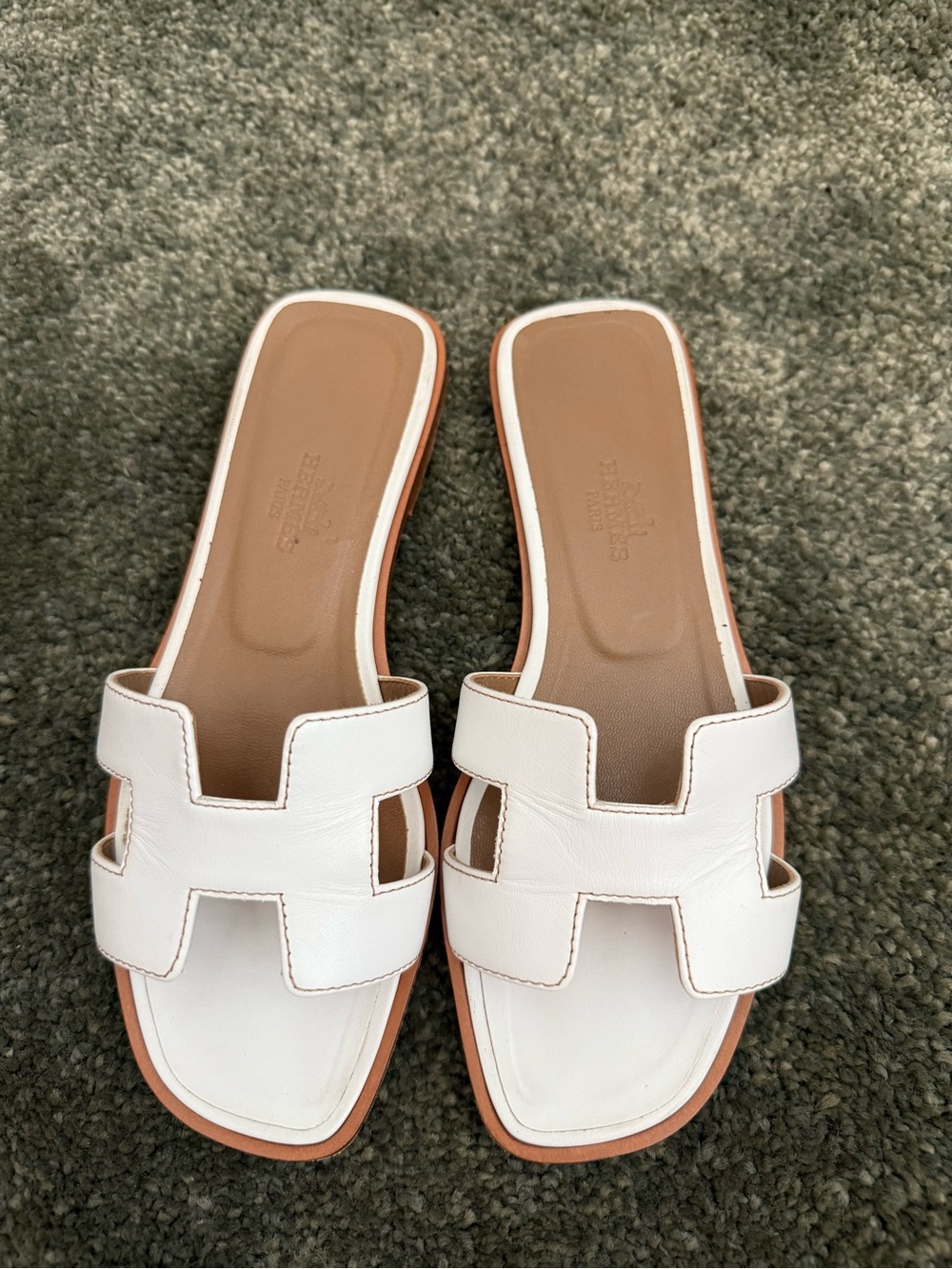 White Oran Leather Slide Sandals - Women's - Picture 3 of 4